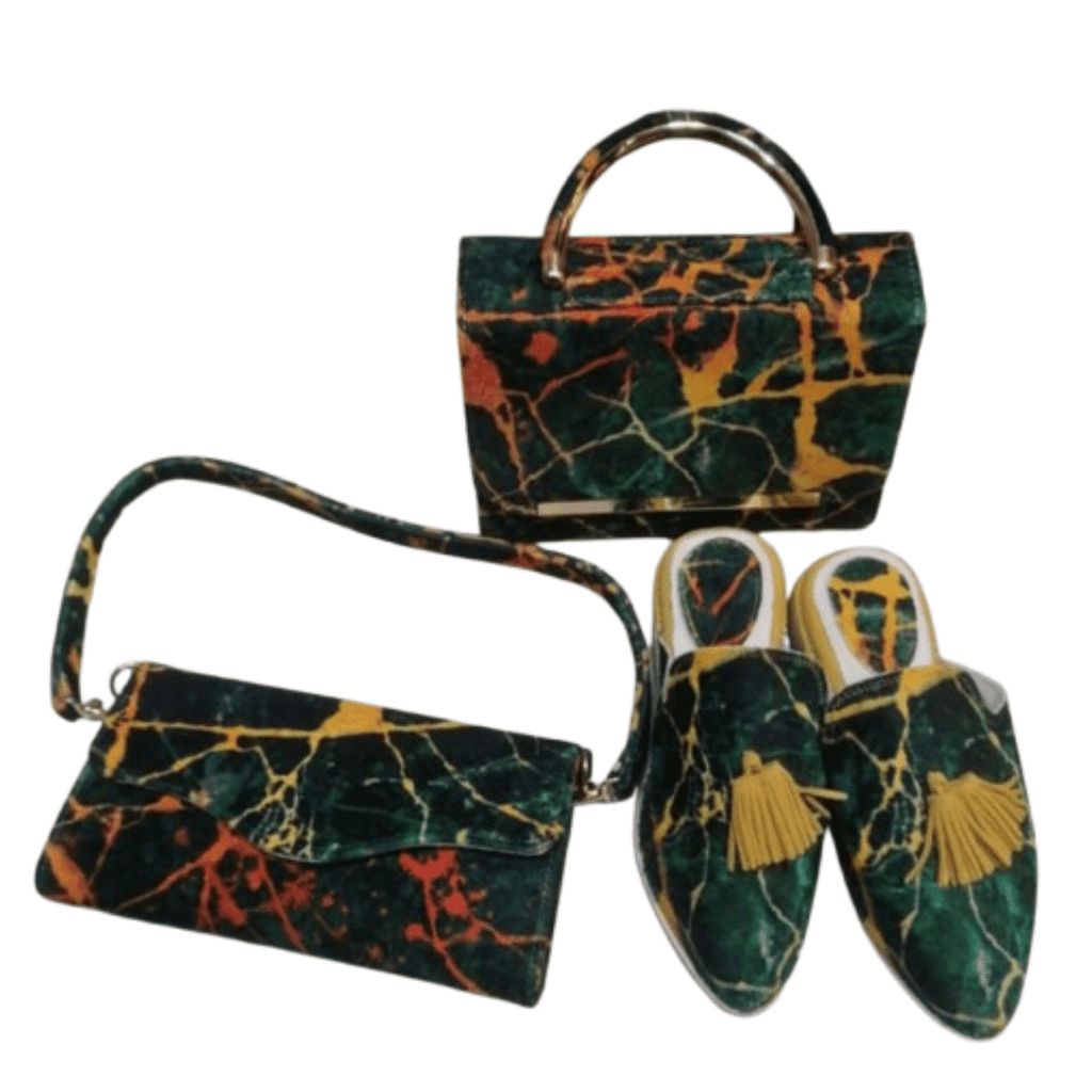 Pack Marocain Casawi Style Vert & Jaune en Cuir | Yamiriam - YaMiriam