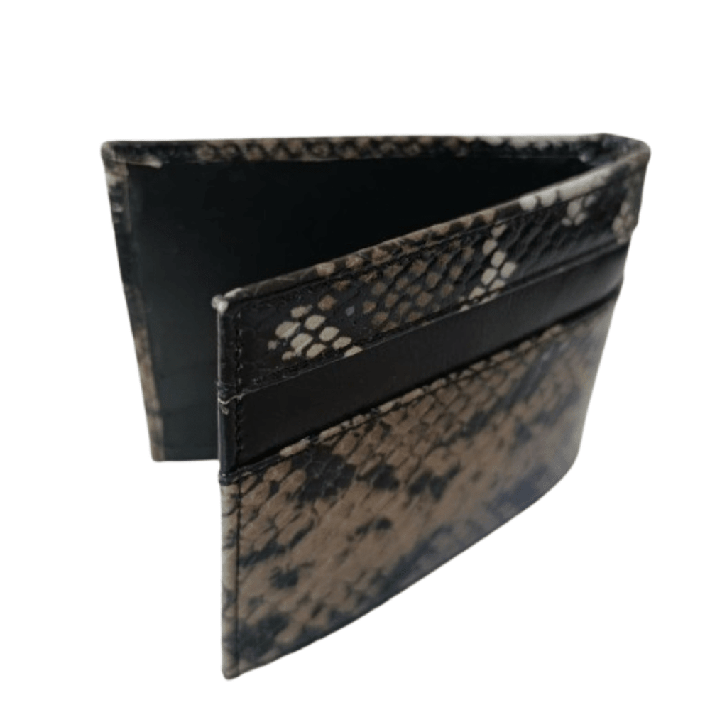 Portefeuille Cuir Noir & Gris Effet Serpent | Yamiriam – cadeau homme - YaMiriam