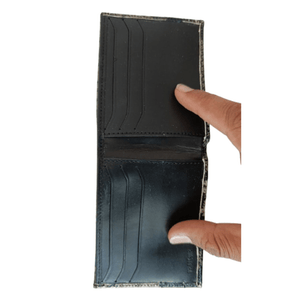 Portefeuille Cuir Noir & Gris Effet Serpent | Yamiriam – cadeau homme - YaMiriam