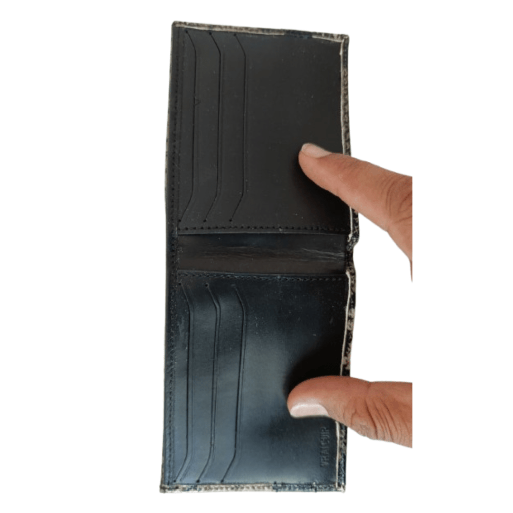 Portefeuille Cuir Noir & Gris Effet Serpent | Yamiriam – cadeau homme - YaMiriam