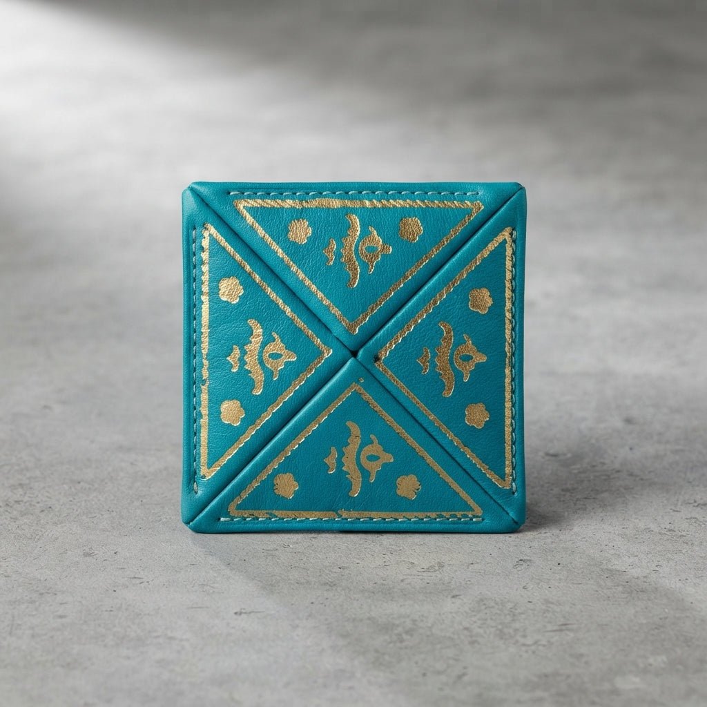 Portefeuille en Cuir Turquoise & Or | Yamiriam - YaMiriam