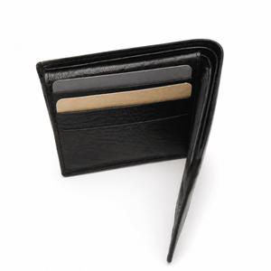 Portefeuille homme en cuir noir fait main – Portefeuille marocain artisanal en cuir véritable, cadeau homme - YaMiriam