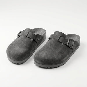 Sabots en Daim Gris Anthracite pour Femme - Confort Urbain - YaMiriam
