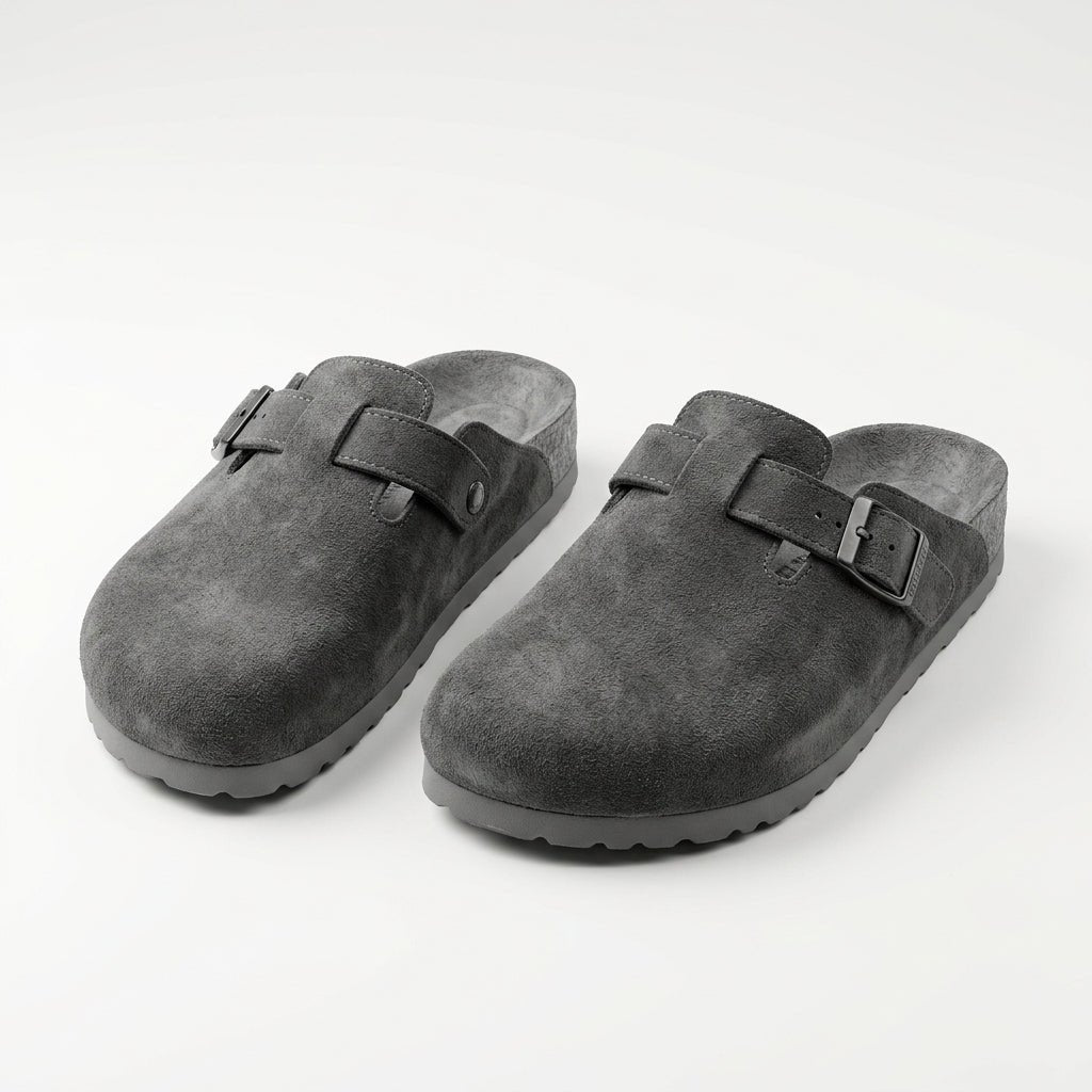 Sabots en Daim Gris Anthracite pour Femme - Confort Urbain - YaMiriam