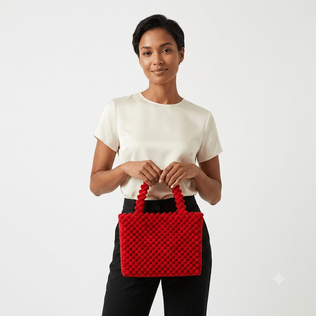 Sac à Main en Perles Rouge et Noir | Yamiriam - YaMiriam