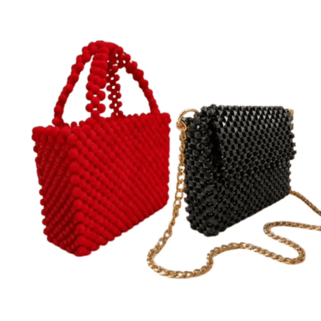Sac à Main en Perles Rouge et Noir | Yamiriam - YaMiriam