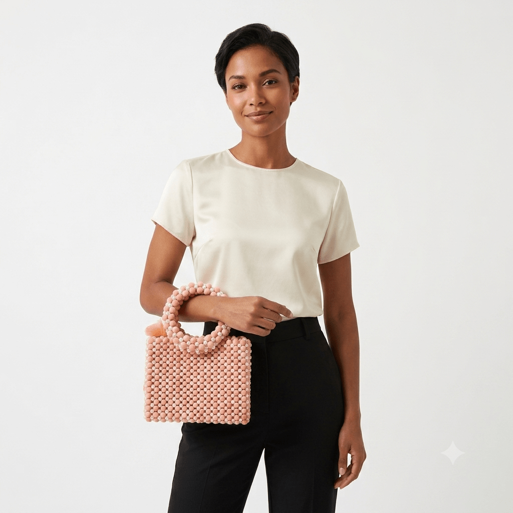 Sac à Main Soirée en Perles Rose | Yamiriam - YaMiriam