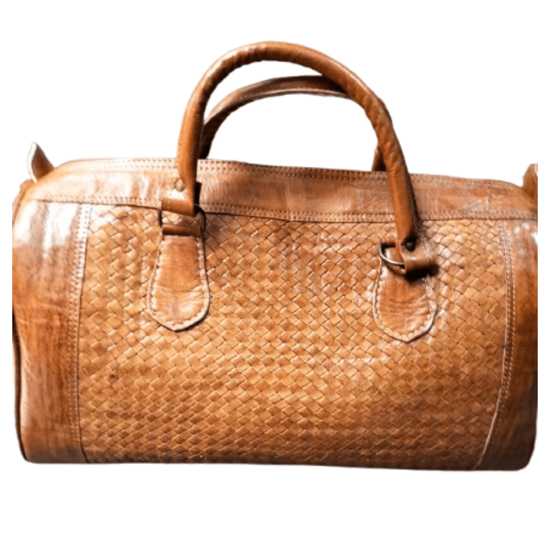 Sac Cuir Marron Clair Tressé | Yamiriam - YaMiriam