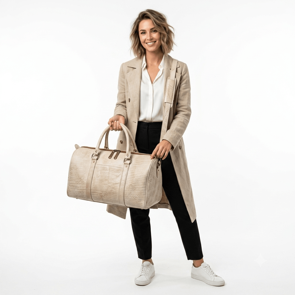 Sac de Voyage Homme en Cuir Beige | Yamiriam - YaMiriam