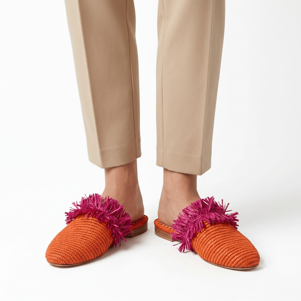 Sandale Crochet à Talon Orange | Yamiriam - YaMiriam