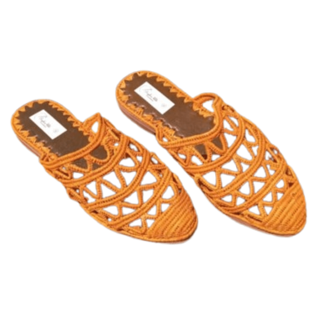 Sandale Crochet Orange Foncé Femme | Yamiriam - YaMiriam