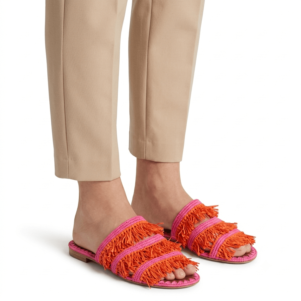 Sandale Crochet Orange Rose Femme | Yamiriam - YaMiriam