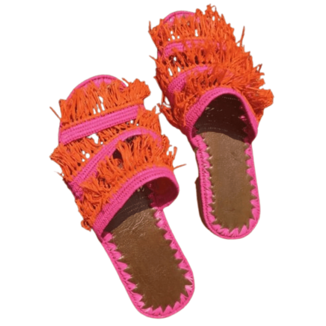 Sandale Crochet Orange Rose Femme | Yamiriam - YaMiriam