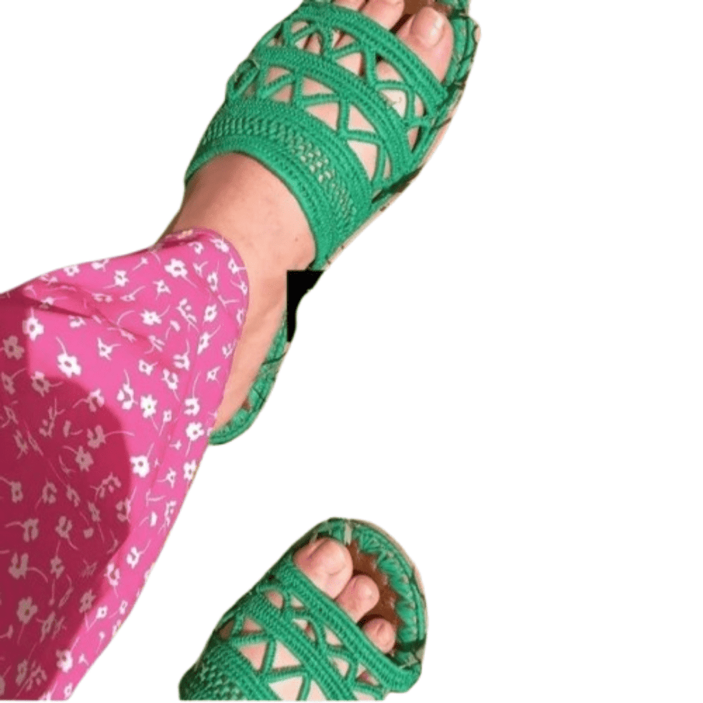 Sandale Crochet Verte Femme | Yamiriam - YaMiriam