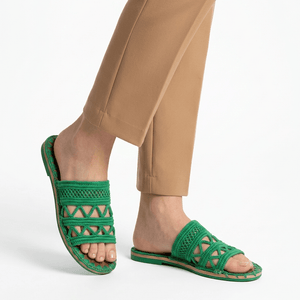 Sandale Crochet Verte Femme | Yamiriam - YaMiriam