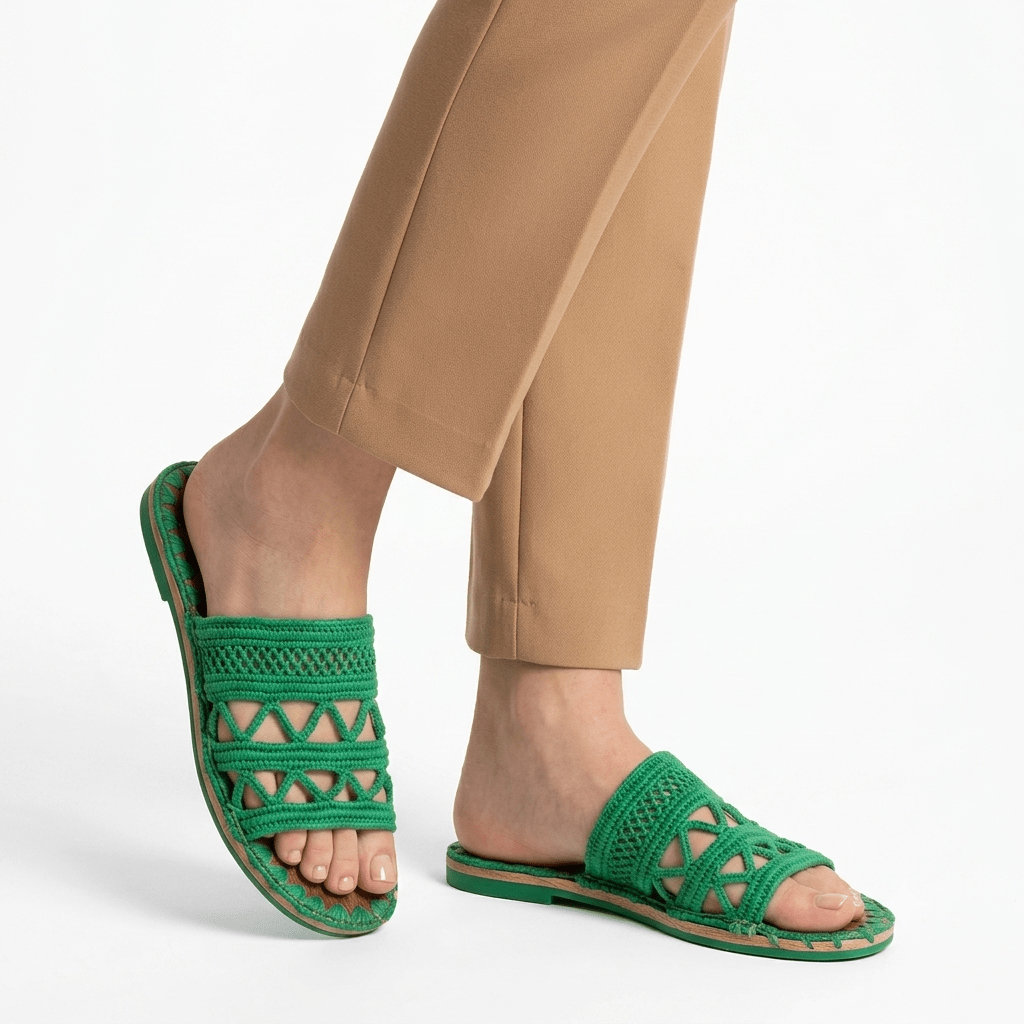 Sandale Crochet Verte Femme | Yamiriam - YaMiriam