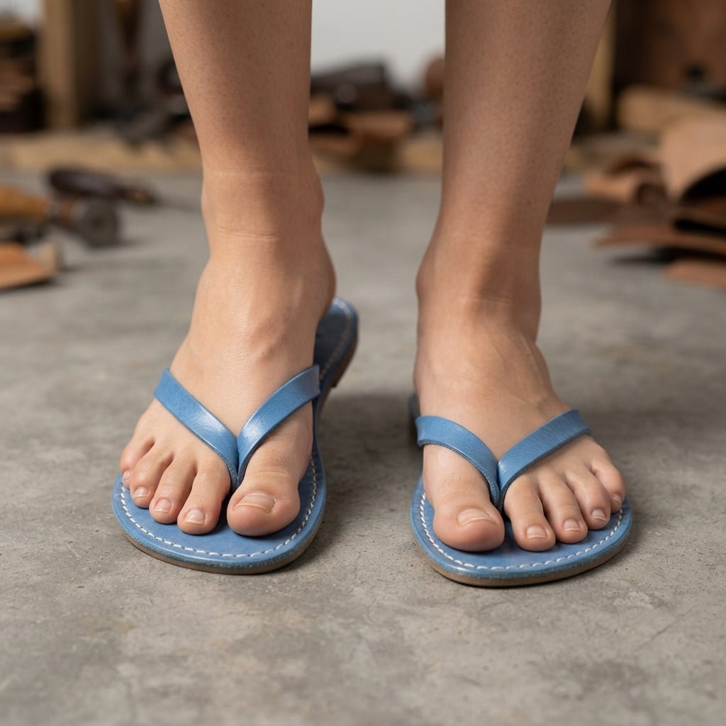 Sandale en Cuir Bleu Femme | Yamiriam - YaMiriam