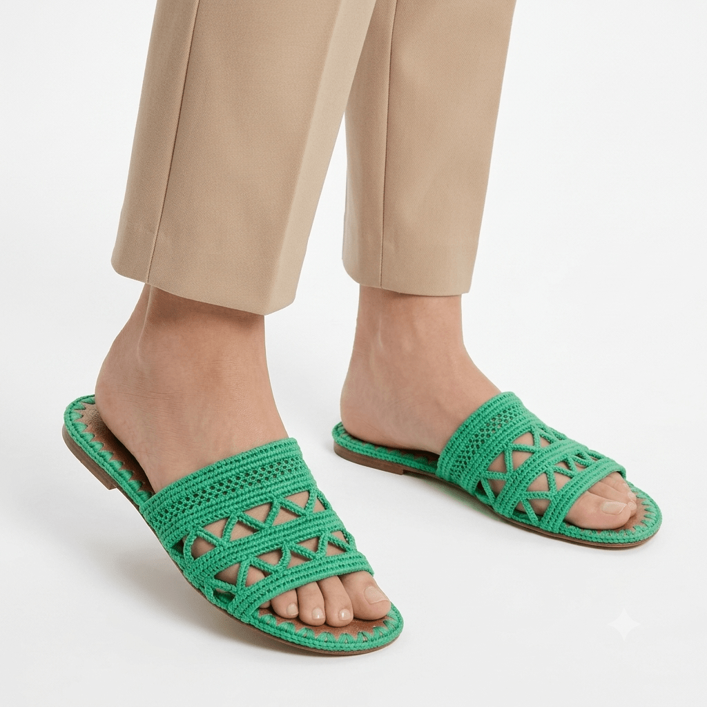 Sandale Femme au Crochet Verte | Yamiriam - YaMiriam