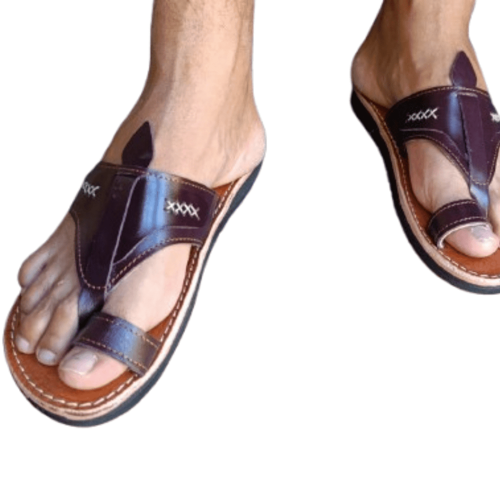 Sandale Marocaine en Cuir Bordeaux Rayan | Yamiriam - YaMiriam