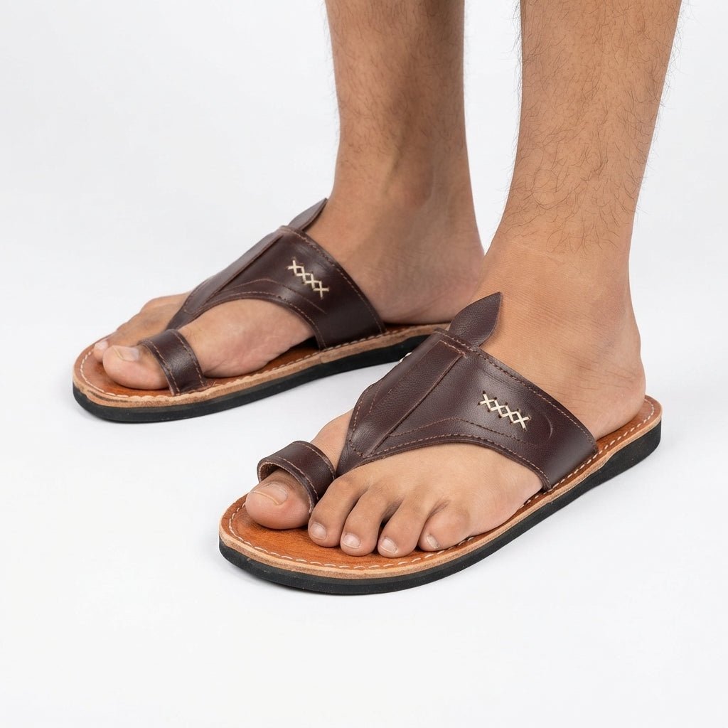 Sandale Marocaine en Cuir Bordeaux Rayan | Yamiriam - YaMiriam