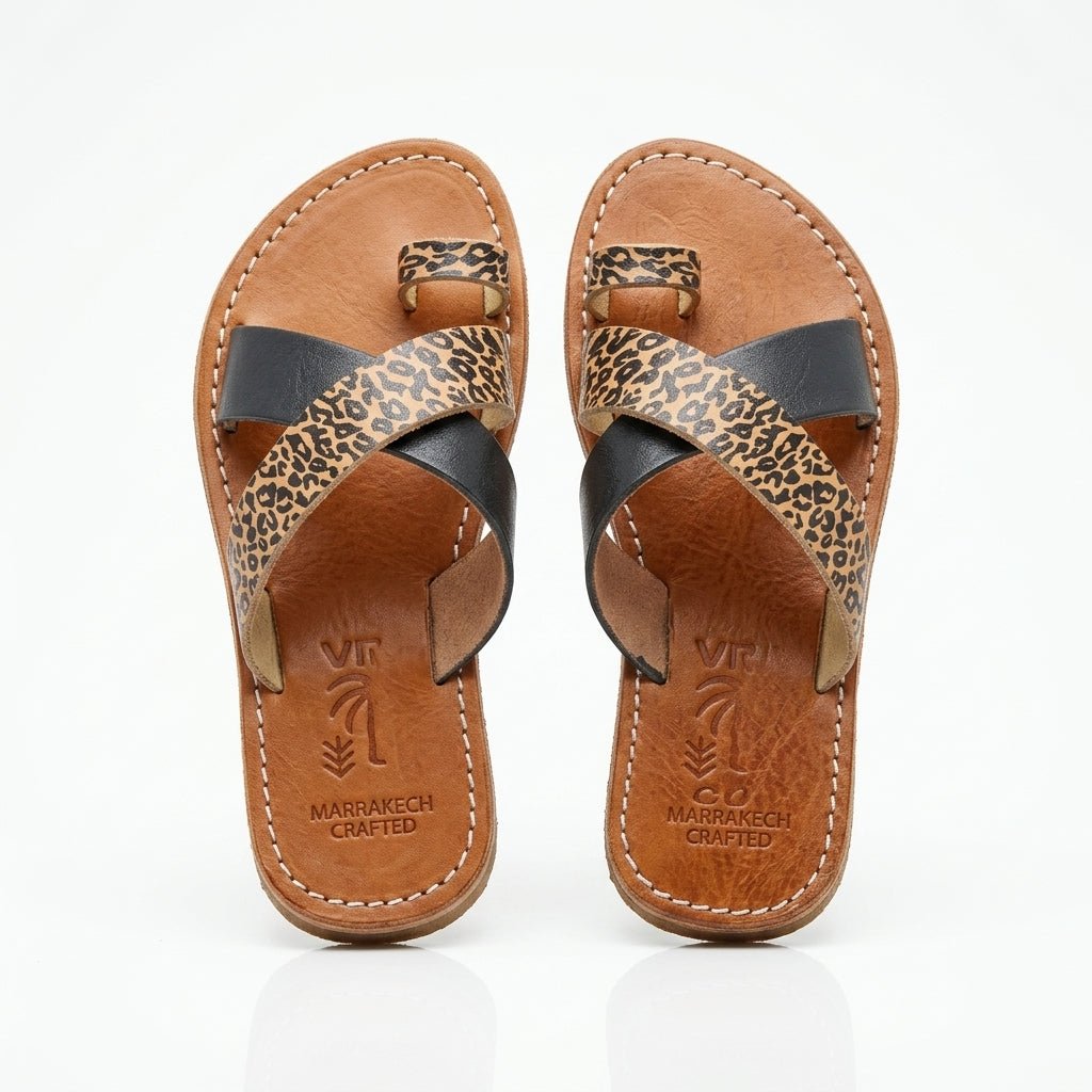 Sandales Berbères Léopard en Cuir pour Femme - Style Chic - YaMiriam