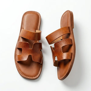 Sandales en Cuir Camel Premium – L’Alliance du Design en H et du Chic Marocain - YaMiriam