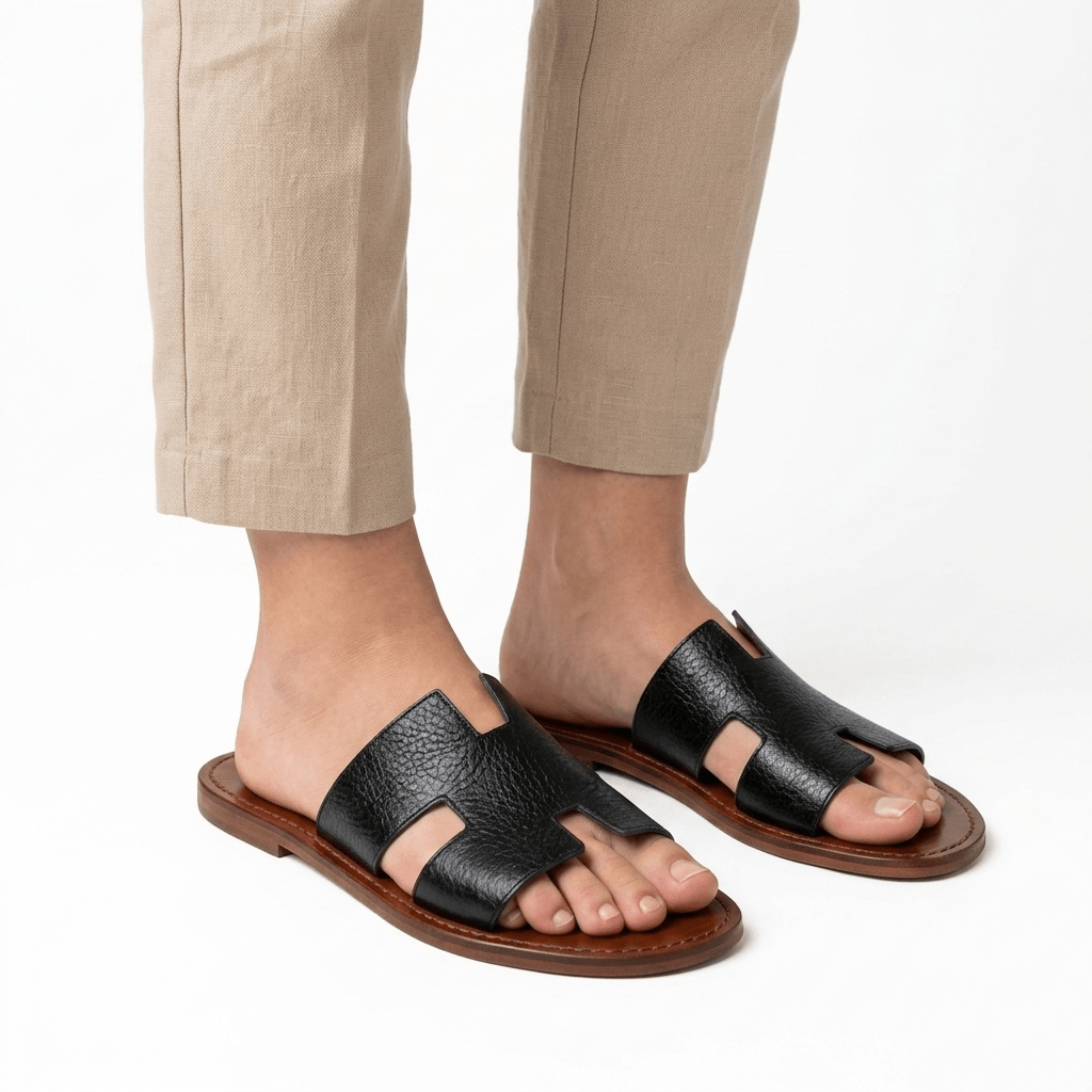 Sandales Homme en Cuir Noir | Yamiriam - YaMiriam