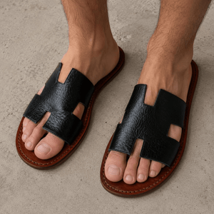 Sandales Homme en Cuir Noir | Yamiriam - YaMiriam