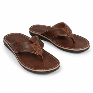 Sandales Homme en Cuir Véritable Marron | Tong Artisanale Fait Main au Maroc | Sandales Été Confort – Yamiriam - YaMiriam