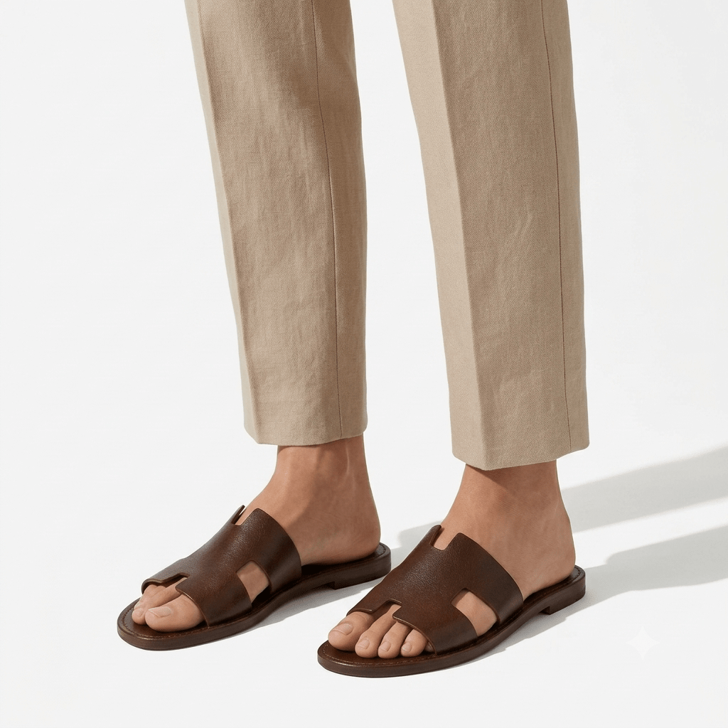 Sandales Homme Type H en Cuir Marron | Yamiriam - YaMiriam