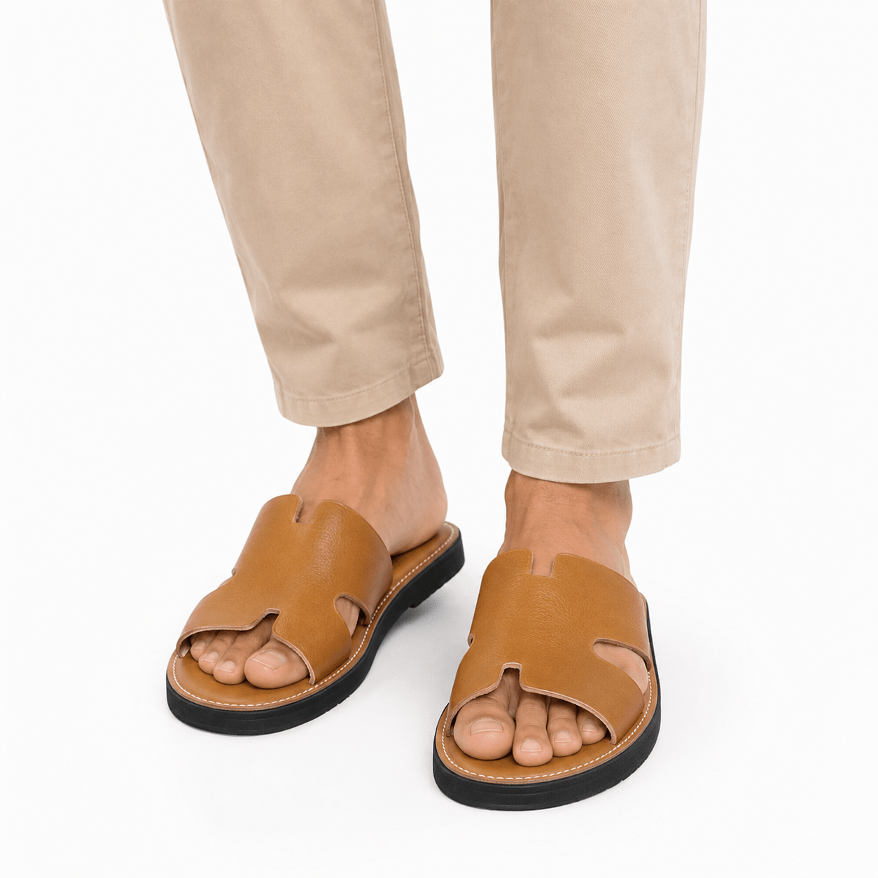Sandales Homme Type H Orange en Véritable Cuir | Yamiriam - YaMiriam
