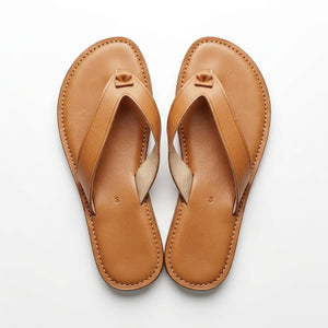 Sandales Marocaines à Entredoigt en Cuir - Marron Clair - YaMiriam