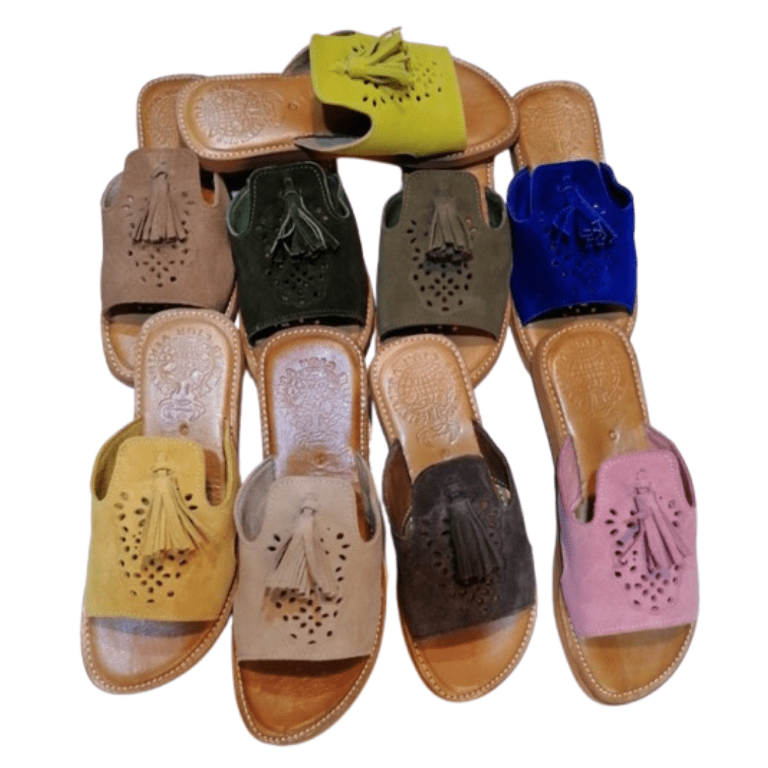 Sandales Marocaines Femme Zellige à Pompon | Confort Été – Yamiriam - YaMiriam