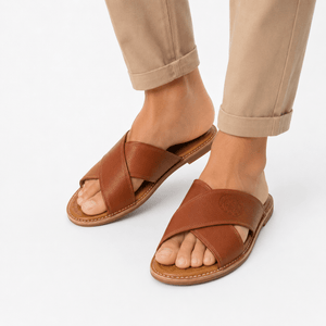 Sandales Marocaines Homme Cuir Marron Clair | Yamiriam - YaMiriam