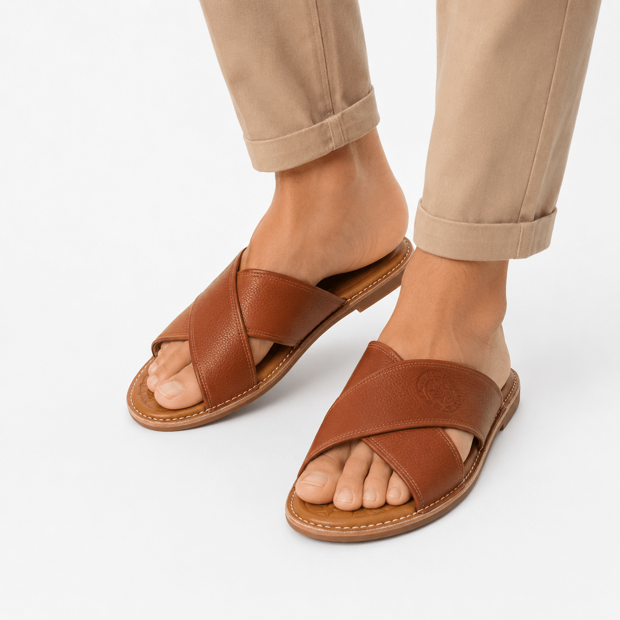 Sandales Marocaines Homme Cuir Marron Clair | Yamiriam - YaMiriam