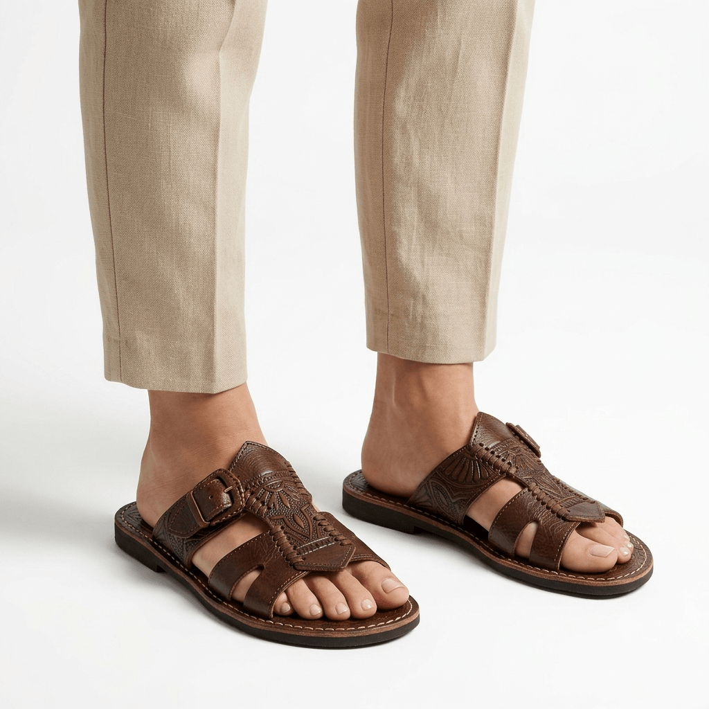 Sandales Marocaines Homme Design Centrique Cuir | Yamiriam - YaMiriam
