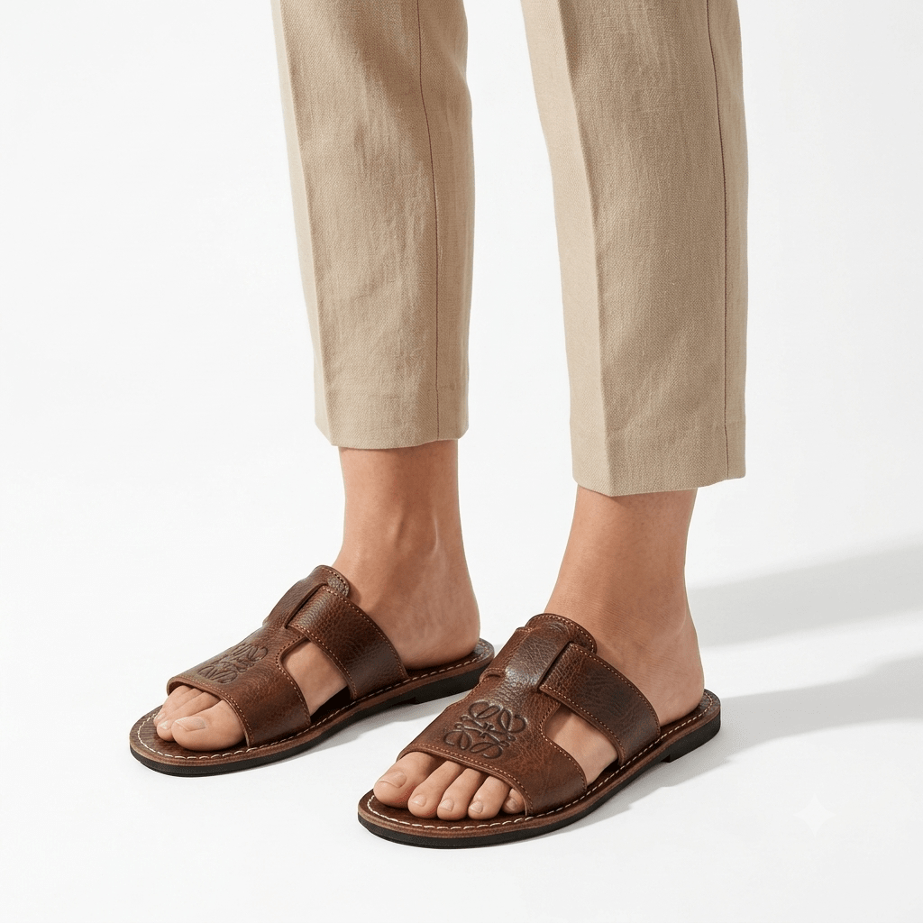 Sandales Marocaines Homme en Cuir Motif Central | Yamiriam - YaMiriam