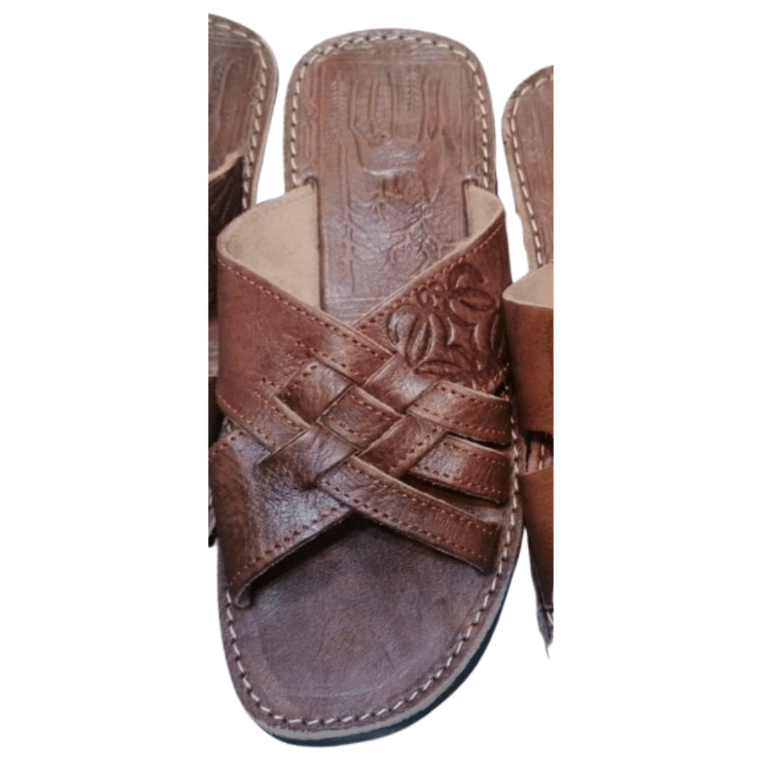 Sandales Marocaines Homme en Cuir Tressé Damas | Yamiriam - YaMiriam