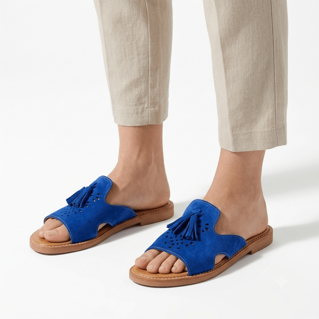 Sandales Marocaines Zellige à Pompon Femme | Confort Été – Yamiriam - YaMiriam