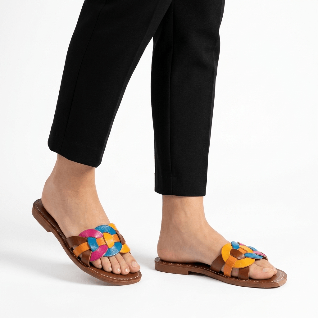Sandales Multicolores Femme en Cuir | Yamiriam - YaMiriam