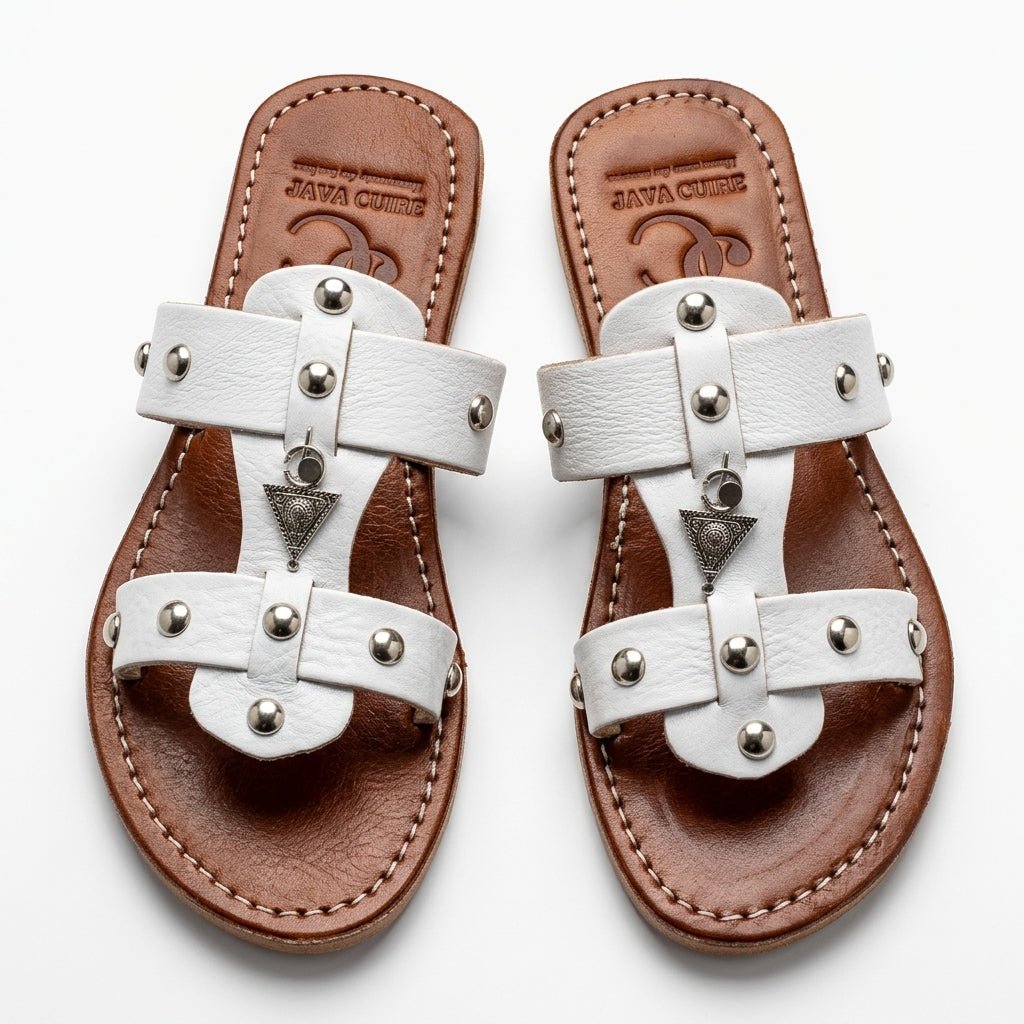 Sandales Spartiates en Cuir Blanc pour Femme - Style Boho Chic - YaMiriam