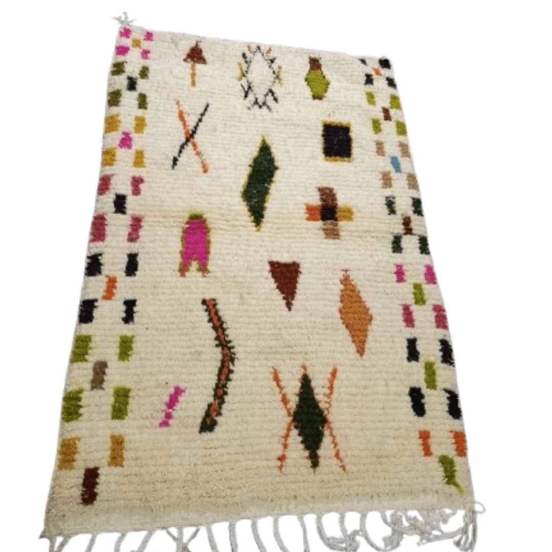 Tapis Azilal Bordure Damier & Symboles | Yamiriam - YaMiriam