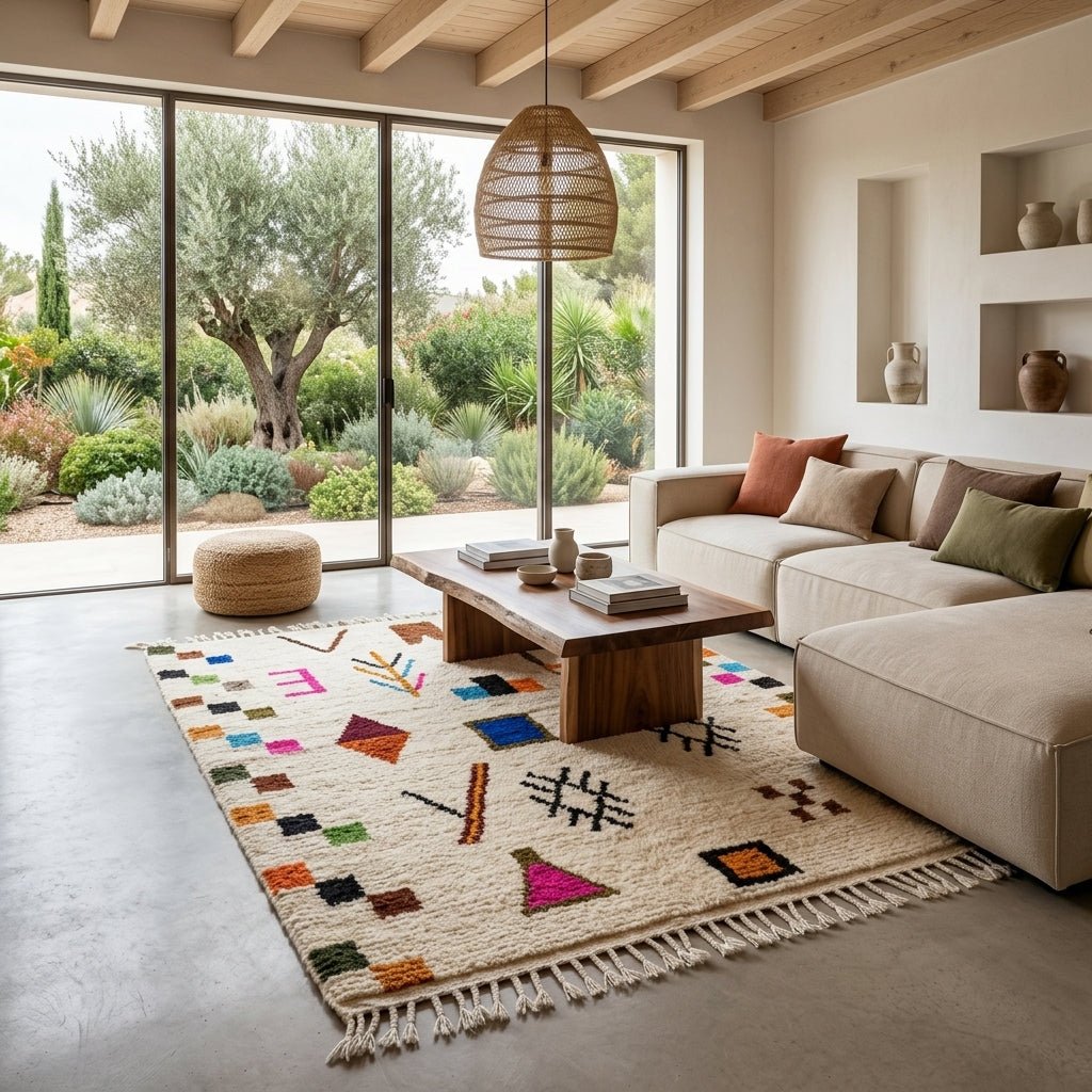 Tapis Azilal Bordures Pixelisées & Motifs Berbères | Yamiriam - YaMiriam