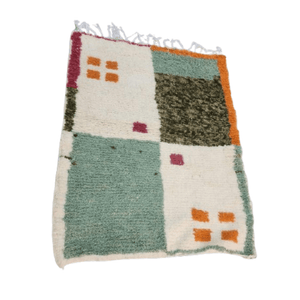 Tapis Azilal Boujaad Damier Vert & Crème | Yamiriam - YaMiriam