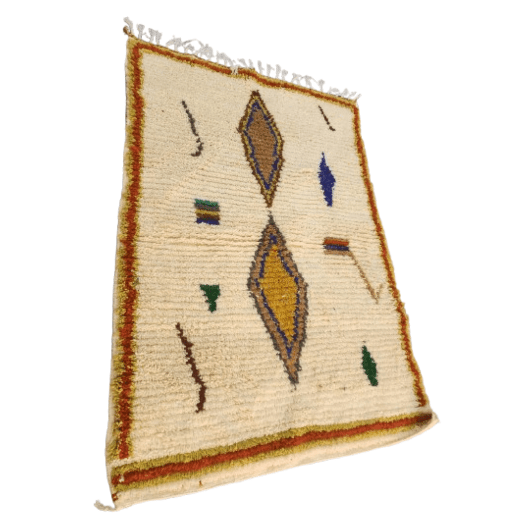 Tapis Azilal Cadre Coloré & Losanges Centraux | Yamiriam - YaMiriam