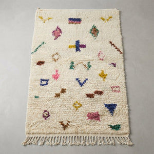 Tapis Azilal Crème à Motifs Dispersés | Yamiriam - YaMiriam
