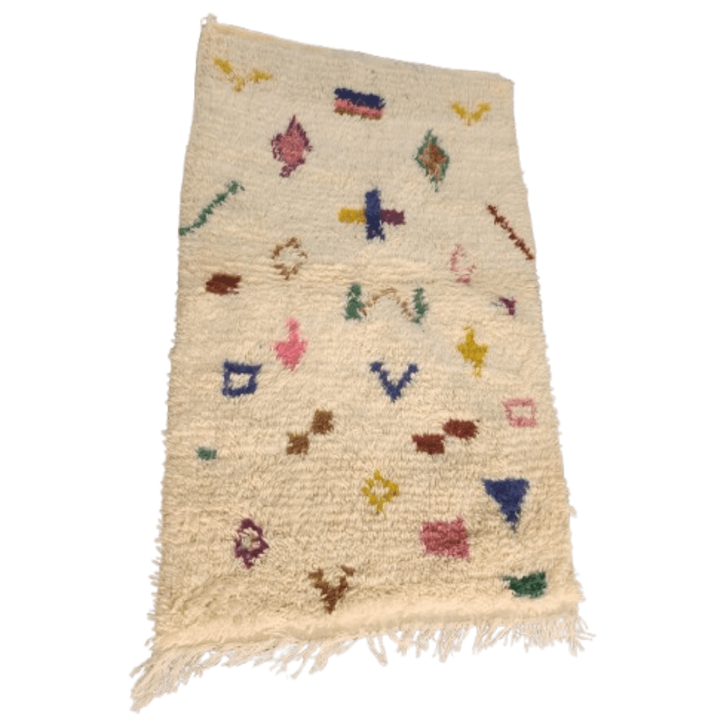 Tapis Azilal Crème à Motifs Dispersés | Yamiriam - YaMiriam