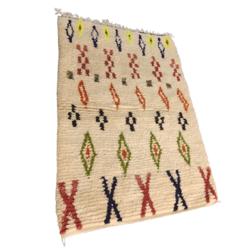 Tapis Azilal Crème à Motifs en Lignes | Yamiriam - YaMiriam