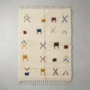 Tapis Azilal Crème à Motifs Minimalistes | Yamiriam - YaMiriam