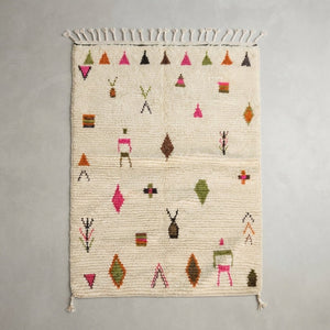 Tapis Azilal Crème à Motifs Triangulaires | Yamiriam - YaMiriam